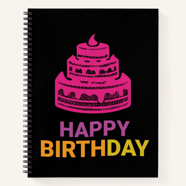 Pink Cake Birthday Notebook Notizbuch (Vorderseite)