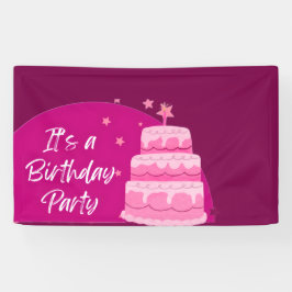 Pink Cake Birthday Party Banner