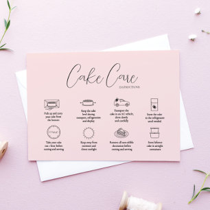 Pink Cake Care Instruktionskarte Mitteilungskarte