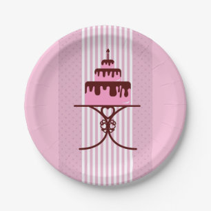 Pink cake Nachmittag oder Morgentee Party Pappteller