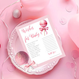 Pink Cake Pop Girl Baby Shower Wishes for Baby