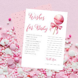 Pink Cake Pop Girl Baby Shower Wishes for Baby Einladung