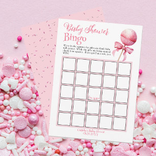 Pink Cake Pop Kinderdusche Bingo Spiel Einladung