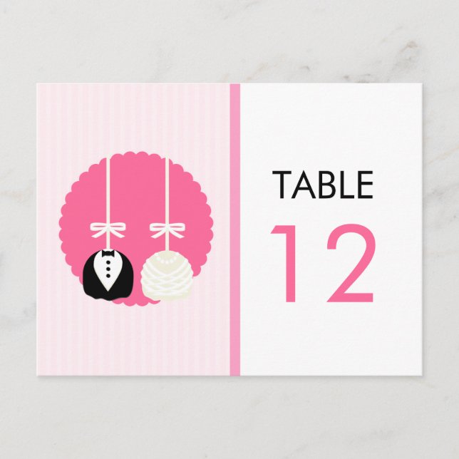 Pink Cake Pop Tischnummer Card (Vorderseite)
