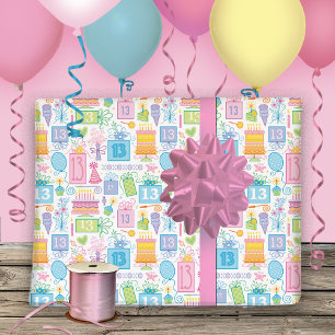 Pink Cake präsentiert Balloons 13. Geburtstag Geschenkpapier Set