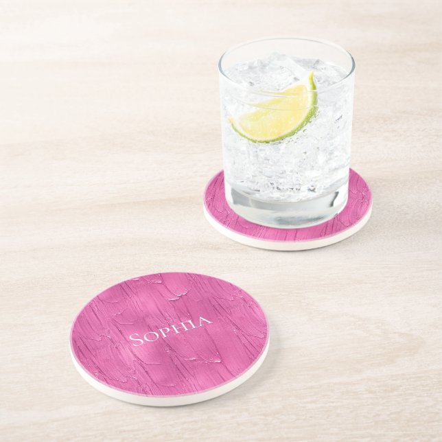 Pink Cake Zuckerguss Personalisiert Getränkeuntersetzer (Seite)