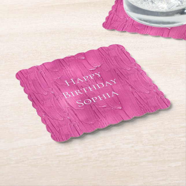 Pink Cake Zuckerguss Personalisiert Untersetzer (angewinkelt)