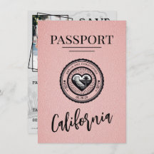 Pink California Passport Save the Date