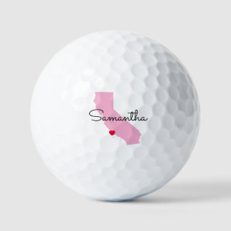 Pink California Shape Red Heart Golfball