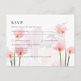 Pink Calla Lily Bouquet Wedding RSVP Postkarte