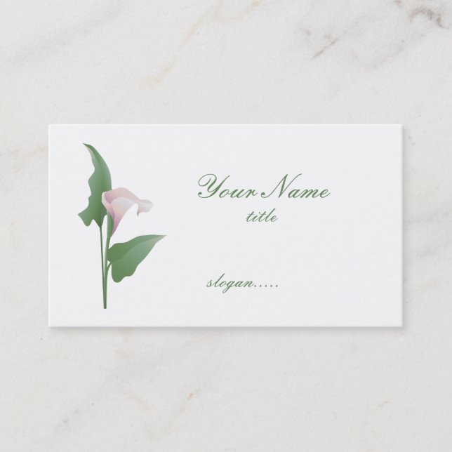 Pink Calla Lily Floral Business Card Visitenkarte (Vorderseite)