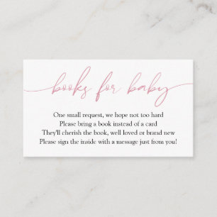 Pink Calligraphy Books for Baby Request Begleitkarte