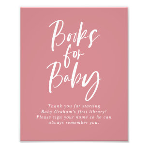 Pink Calligraphy Books for Baby Shooting Sign Fotodruck