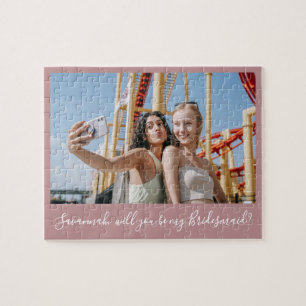 Pink Calligraphy Custom Foto Bridesmaid Vorschlag Puzzle
