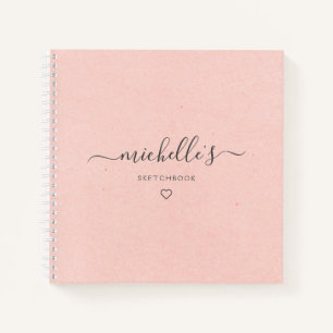 Pink Calligraphy Monogram Heft Sketchbook Notizbuch
