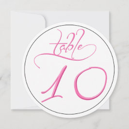 Pink Calligraphy Script Round Tischnummer 10 Card