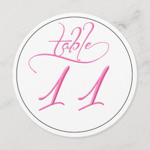 Pink Calligraphy Script Round Tischnummer 11 Card