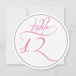 Pink Calligraphy Script Round Tischnummer 12 Card