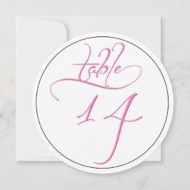 Pink Calligraphy Script Round Tischnummer 14 Card