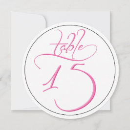 Pink Calligraphy Script Round Tischnummer 15 Card