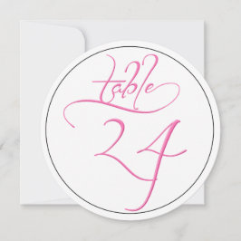 Pink Calligraphy Script Round Tischnummer 24 Card