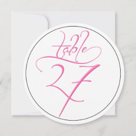 Pink Calligraphy Script Round Tischnummer 27 Card