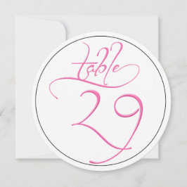 Pink Calligraphy Script Round Tischnummer 29 Card