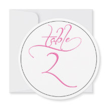 Pink Calligraphy Script Round Tischnummer 2 Card