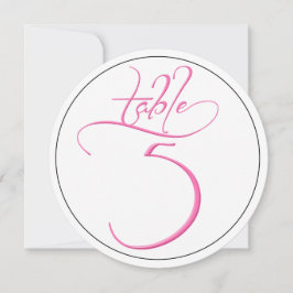 Pink Calligraphy Script Round Tischnummer 5 Card