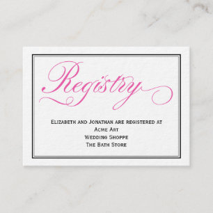 Pink Calligraphy Script Wedding Registry Card Begleitkarte