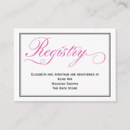 Pink Calligraphy Script Wedding Registry Card Begleitkarte