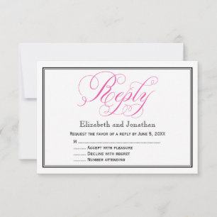 Pink Calligraphy Script Wedding Repcard Einladung