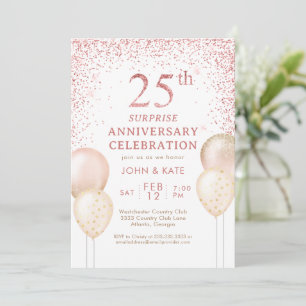 Pink Calligraphy Überraschung 25 Jahre alt Einladung