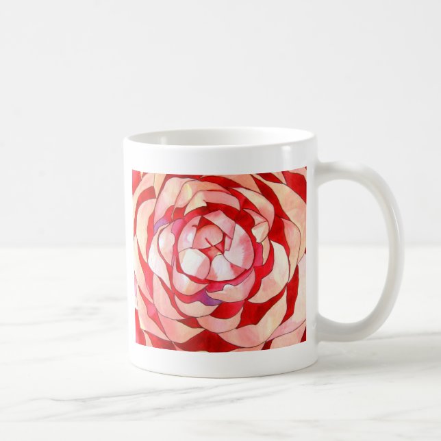 Pink Camellia abstraktes Originalgemälde Kaffeetasse (Rechts)