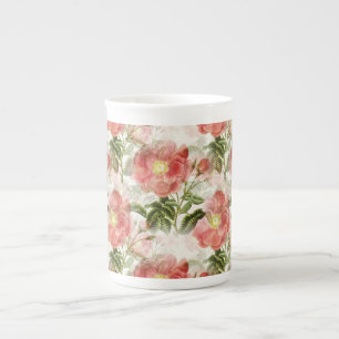 Pink Camellia Blumenmuster Prozellantasse