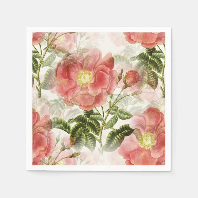 Pink Camellia Blumenmuster Serviette (Vorderseite)