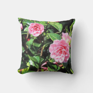 Pink Camellias Digital Painting Throw Kissen
