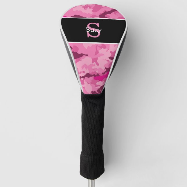 Pink Camo Hunter Camouflage Initial Monogram Golf Headcover (Vorderseite)
