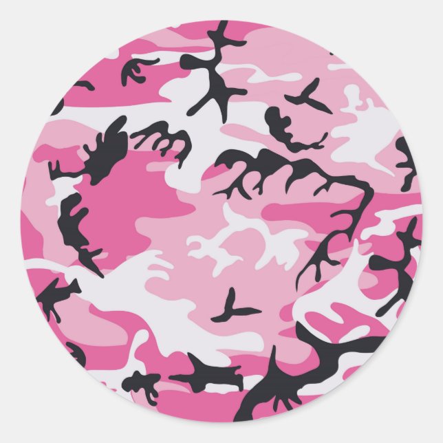 Pink Camo Tarouflage Pattern Runder Aufkleber (Vorderseite)