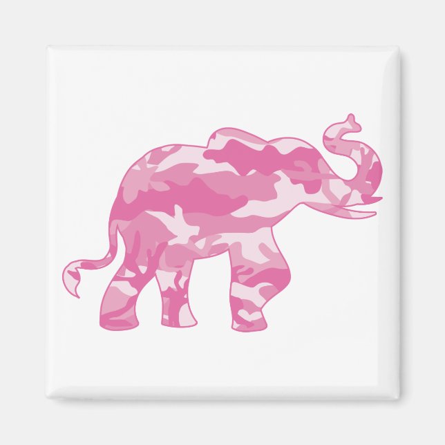 Pink-Camoflauge-Elefant Magnet (Vorne)