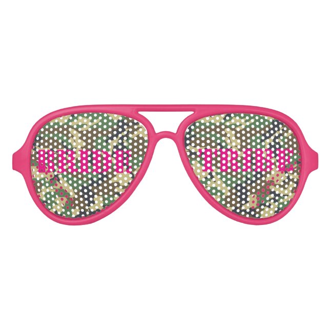 Pink Camouflage Bachelorette Bride Tribe Glasses Partybrille (Vorderseite)