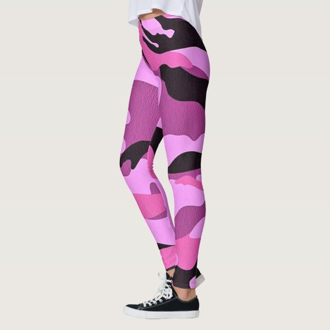 Pink Camouflage Camouflage Muster Militär Leggings (Links)