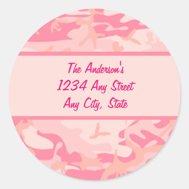 Pink Camouflage Cusom Monogram Runder Aufkleber (Vorderseite)