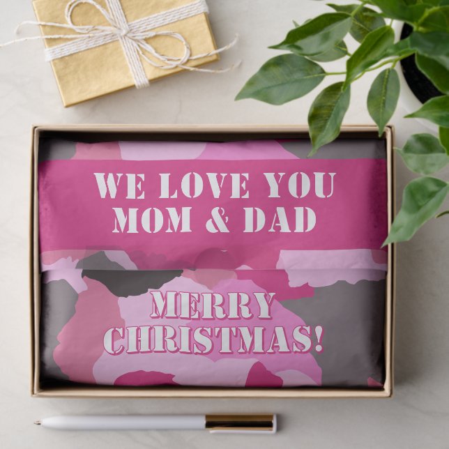 Pink Camouflage Custom Frohe Weihnachten Seidenpapier (Geschenk)