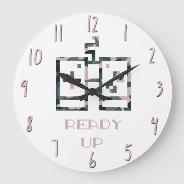 Pink Camouflage Gamecontroller - Erlebter Gamer Große Wanduhr (Vorderseite)