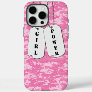 Pink Camouflage Girl Power Dog Tags iPhone 16 Pro Max Hülle
