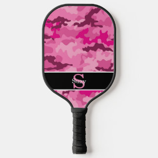 Pink Camouflage Hunter Camouflage Initial Monogram Pickleball Schläger