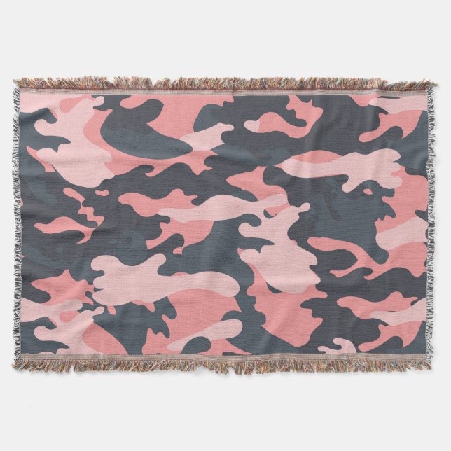 Pink Camouflage: Klassisches Vintages Muster Decke (Vorderseite)