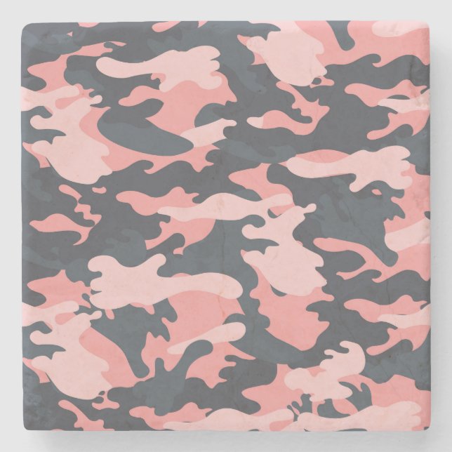Pink Camouflage: Klassisches Vintages Muster Steinuntersetzer (Vorderseite)