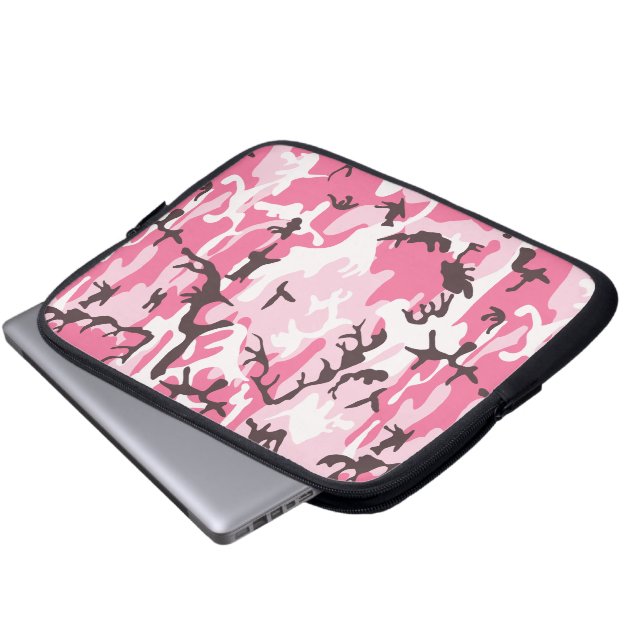 Pink Camouflage Laptopschutzhülle (Vorne Knopf)